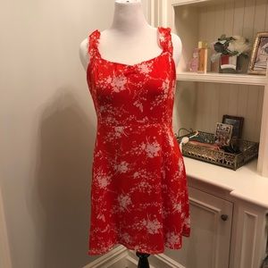 Red Floral Chiffon Dress